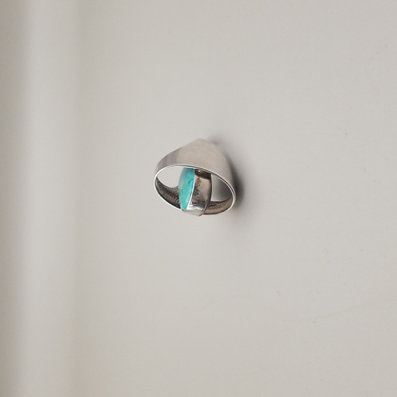 Turquoise and Lapis Flip Ring in sterling silver. - Picture 3 of 5